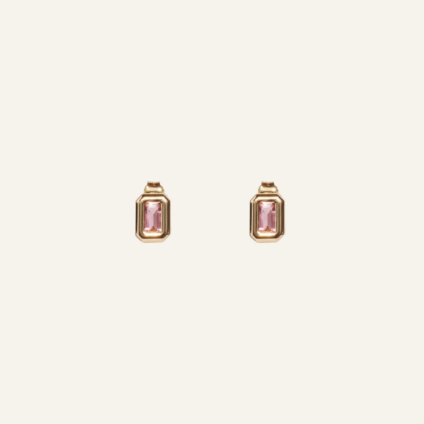Pink Tourmaline Stud Earring