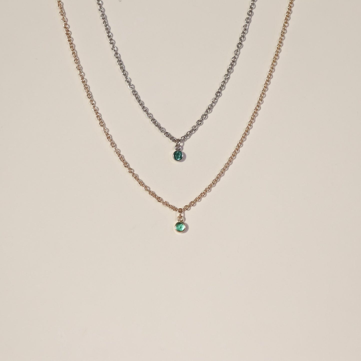 Bezel Emerald Necklace