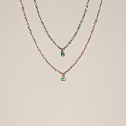 Bezel Emerald Necklace