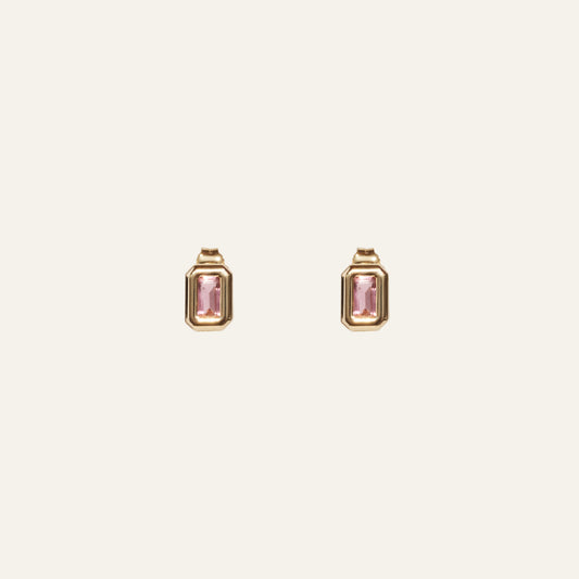 Pink Tourmaline Stud Earring