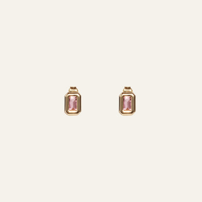 Pink Tourmaline Stud Earring