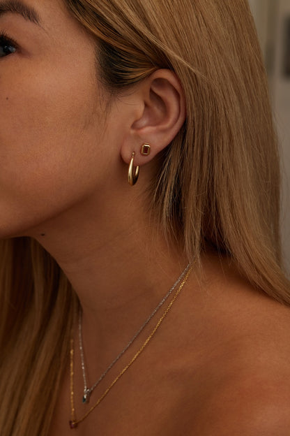 Pink Tourmaline Stud Earring